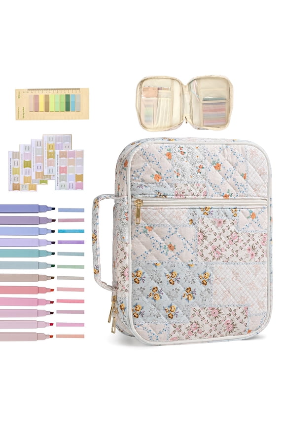 Spliced Floral Large Bible Cover Case with Index Tabs for Women, Carrying Quilted Tote Bags with Multiple Compartments, for Bible Study Accessories, Christian Gifts