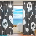 thumbnail image 1 of Splicing Pattern Halloween Pumpkin Ghost Semi Sheer Curtains Window Voile Drapes Panels Treatment-55X84in for Living Room Bedroom Kids Room, 1 of 4