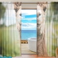 thumbnail image 1 of Splicing Pattern Portrait of Brown Alpaca Semi Sheer Curtains Window Voile Drapes Panels Treatment-55X84in for Living Room Bedroom Kids Room, 1 of 4