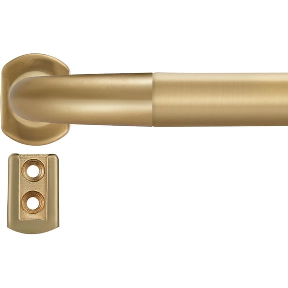 Splicing Room Darking Curtain Rods for Windows 28-148”, 1inch Diameter Wrap Around Adjustable Drapery Blackout Curtain Rod, Warm Gold