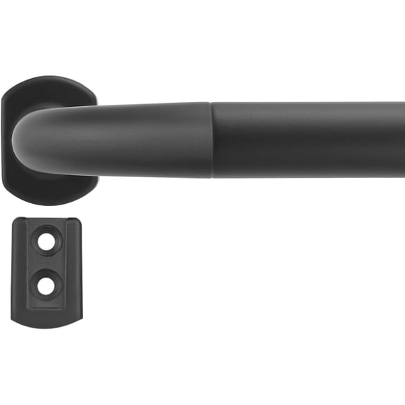 Splicing Room Darking Curtain Rods for Windows 28-53”, 1inch Diameter Wrap Around Adjustable Drapery Blackout Curtain Rod, Matte Black