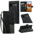 thumbnail image 1 of Splicing Wallet Case for Google Pixel 6a, Wrist Strap Card Slots PU Leather Wallet Protection Case Magnetic Closure Stand Flip Case Cover for Google Pixel 6a, Black, 1 of 6