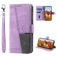 thumbnail image 1 of Splicing Wallet Case for Google Pixel 8, Wrist Strap Card Slots PU Leather Wallet Protection Case Magnetic Closure Stand Flip Case Cover for Google Pixel 8, Purple, 1 of 6