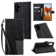 thumbnail image 1 of Splicing Wallet Case for Samsung Galaxy S24, Wrist Strap Card Slots PU Leather Wallet Protection Case Magnetic Closure Stand Flip Case Cover for Samsung Galaxy S24, Black, 1 of 6