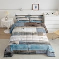 thumbnail image 1 of Splicing Wooden Stripes Twin Size Comforter Set,Western Farmhouse Style Adults Bedroom Decor,Blue Grey Old Barn Door Ultra Soft Microfiber Inner Fill Bedding, 1 of 6