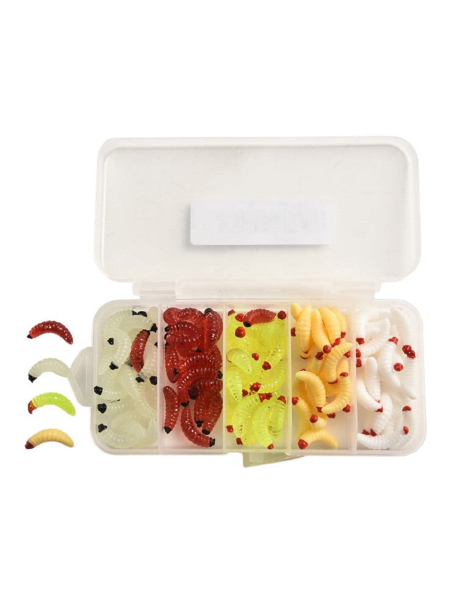 250 Pcs Fake Plastic Worms - 20mm Realistic Fishing Lure Maggots For Trout Panfish Or Halloween Pranks (Yellow)