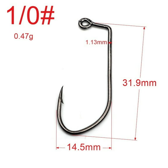 Splihome 100Pcs V Bend 90 Degree Aberdeen Offset Jig Fly Tying Strong Wire Fishing Hook 1/0