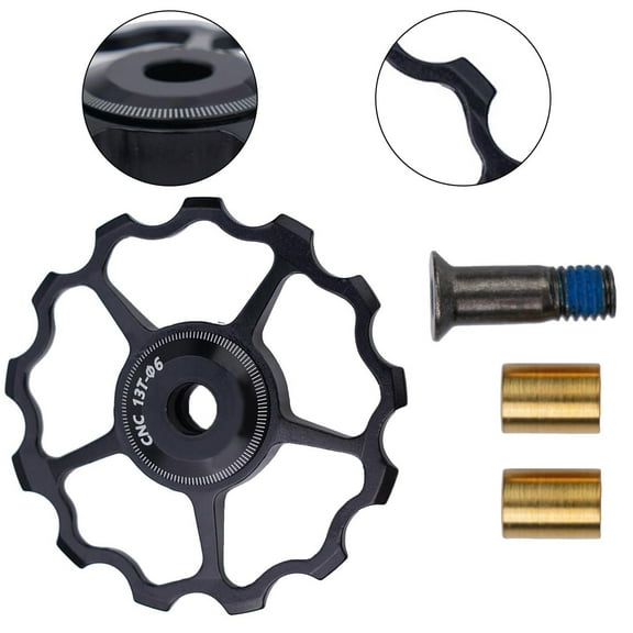 Splihome 11/13/15T-Mtb Bicycle Rear Derailleur Pulley Wheel Aluminum Alloy Road Bike Guide Roller Idler Part Cycling Accessories 4 Colors,Black 13T