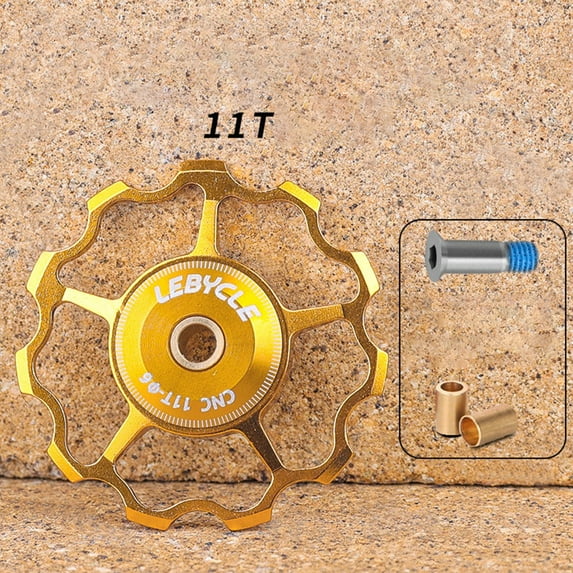 Splihome 11/13/15T-Mtb Bicycle Rear Derailleur Pulley Wheel Aluminum Alloy Road Bike Guide Roller Idler Part Cycling Accessories 4 Colors，gold 11T