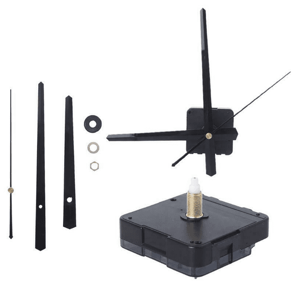 Splihome 1set DIY Silent Large Wall Clock Quartz Clock Movement Parts Tool Repair Mechanism Hands Clock Set with Long Straight Hands 192mm/ 7.6 Inches (Black)