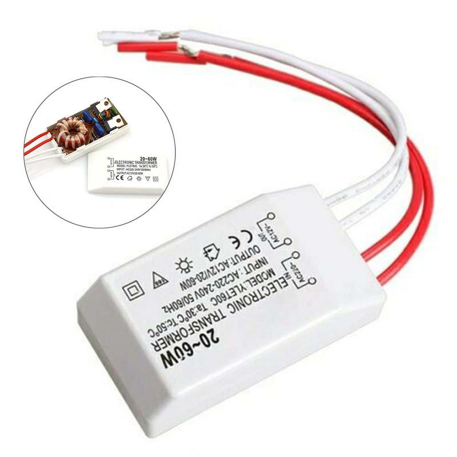 Compact White 20-60W LED Lamp Transformer Adapter