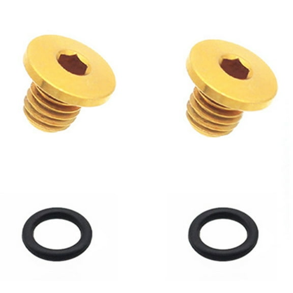 Splihome 2Pcs Bicycle Bleed Screw with O-Ring Ti Alloy M5X5Mm for integral Brake Lever，Yellow