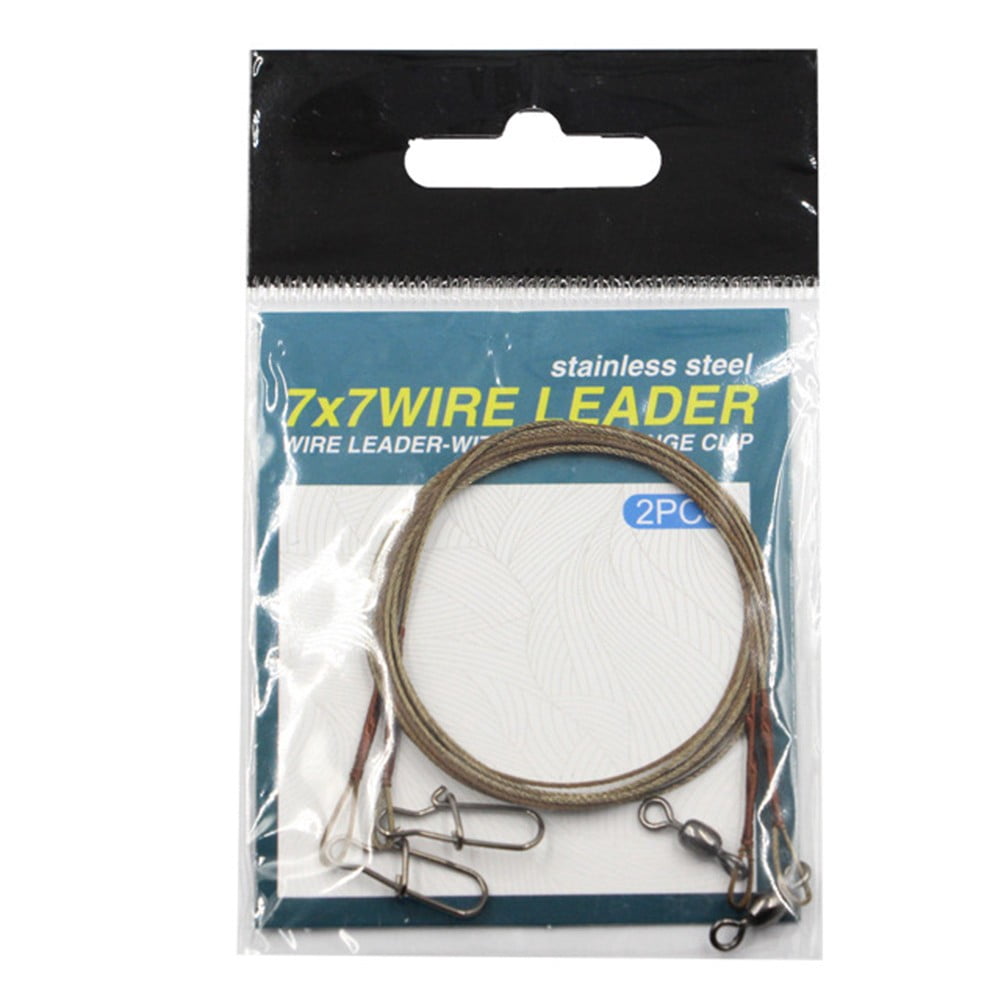 Splihome 2X Fishing Steel Wire Leader Line with Swivel Duo-Lock Snap ...