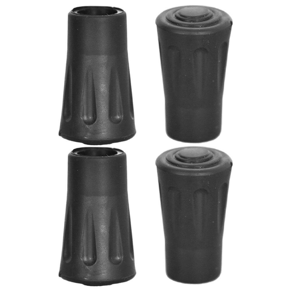 Splihome 4Pcs Walking Stick Rubber Tips Trekking Pole Walking Sticks Tip Protective for 12Mm Inner Cane Black Plastic Camping Gadgets