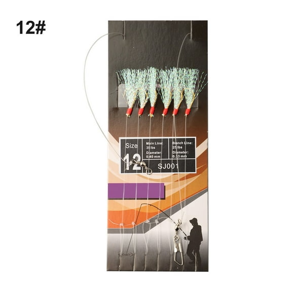 Splihome 6 X Sabikis Soft Fishing Lure Rigs Bait Jig Lure Feather Lure Herring Bait Tackle Tool #10/12/16for Mackerel Fishing Accessories