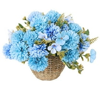 Splihome Artificial Chrysanthemum Bouquet Wedding Decoration Silk Fake Flowers Dark blue