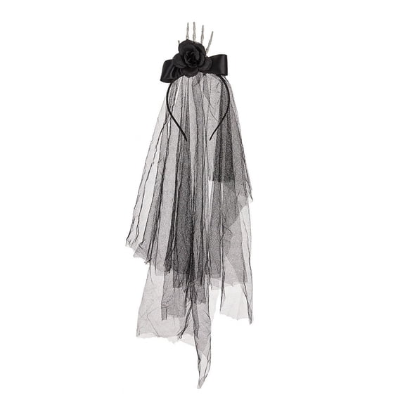 Splihome Hairband Hair Clips Artificial Rose Flower Clip Black Party Headwear C