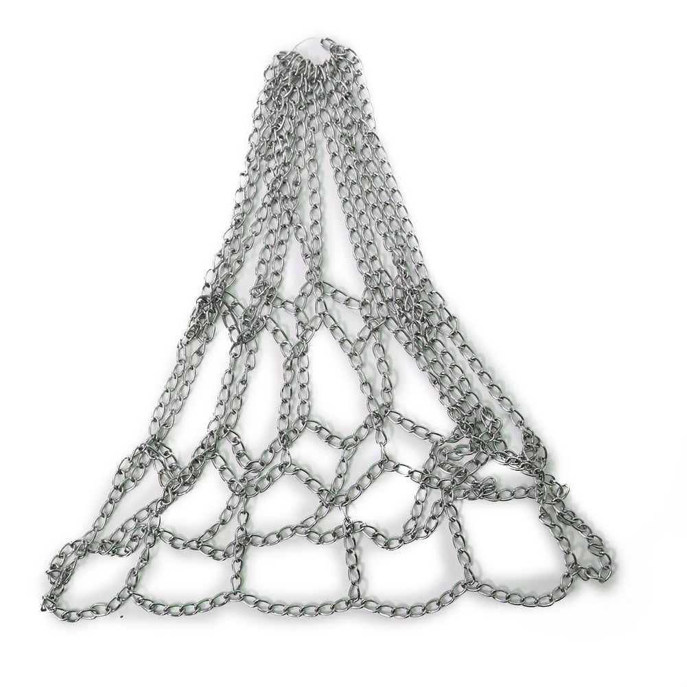 Splihome Metal Basketball Net Chain Netting Sports Rims Basket Frame Double Color Net Silver