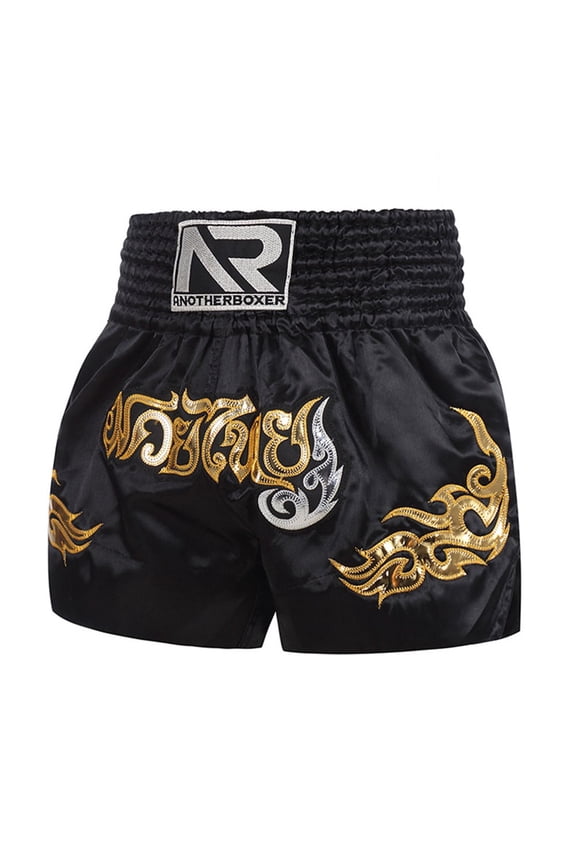 Mma Muay Thai Training Trunks Fitness Shorts Anotherboxer-Unisex Boxing Shorts for Adult Patchwork Embroidery Boxing Shorts,Xl Black