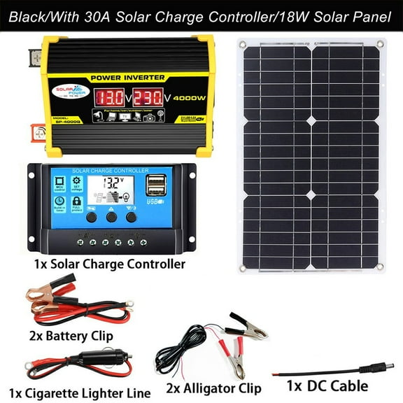 Splihome Solar Panel Kit, 4000W Solar inverter System Kit, 18W 12V Waterproof Folding Solar Panel, 110V 30A Solar Charge Controller