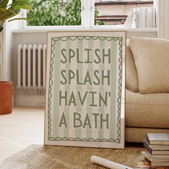 Splish Splash Bath Print, Unframed Paper Poster 8x10in
