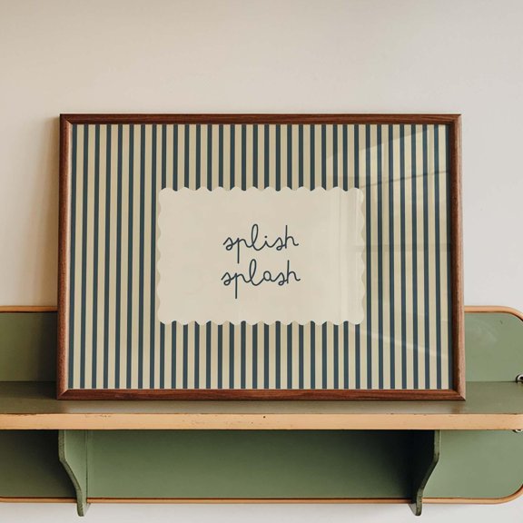 Splish Splash Bathroom Print Stripe Minimalist Bath Quote Art