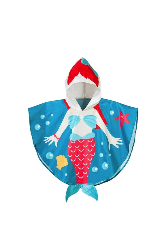 Splish Splash Little Mermaid Toddler Rain Poncho, Green