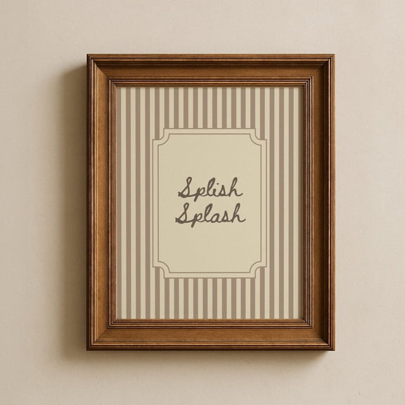 Splish Splash Neutral Bathroom Print, Unframed Paper Poster 8x10in