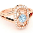 thumbnail image 1 of Split Band Aquamarine Diamond Cocktail Ring In 14k Rose Gold, 1 of 6