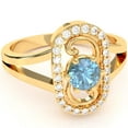 thumbnail image 1 of Split Band Blue Topaz Diamond Cocktail Ring In 14k Yellow Gold, 1 of 6