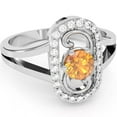 thumbnail image 1 of Split Band Citrine Diamond Cocktail Ring In 14k White Gold, 1 of 6