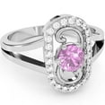 thumbnail image 1 of Split Band Lab-Created Pink Sapphire Diamond Cocktail Ring In 14k White Gold, 1 of 6