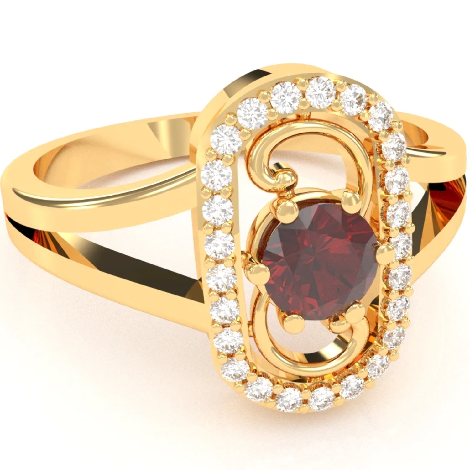 White Gold & Diamond Abstract Design Cocktail Ring – Mazal Diamonds