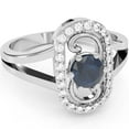 thumbnail image 1 of Split Band Lab-Created Sapphire Diamond Cocktail Ring In 14k White Gold, 1 of 6