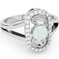 thumbnail image 1 of Split Band Opal Diamond Cocktail Ring In 14k White Gold, 1 of 6