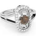 thumbnail image 1 of Split Band Smoky Quartz Diamond Cocktail Ring In 14k White Gold, 1 of 6
