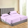 thumbnail image 1 of Split Bed Sheet Set 5 Pieces (1 Flat, 2 Fitted Sheet, 2 Pillow Covers) - 100% Egyptian Cotton - 1000 Thread Count Deep Pocket up to 15" Mattress Size Split Queen Color Lavender Solid, 1 of 5
