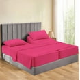 thumbnail image 1 of Split Bed Sheet Set 5 Pieces (1 Flat, 2 Fitted Sheet, 2 Pillow Covers) - 100% Egyptian Cotton - 1000 Thread Count Deep Pocket up to 34" Mattress Size Split Queen Color Hot Pink Solid, 1 of 5