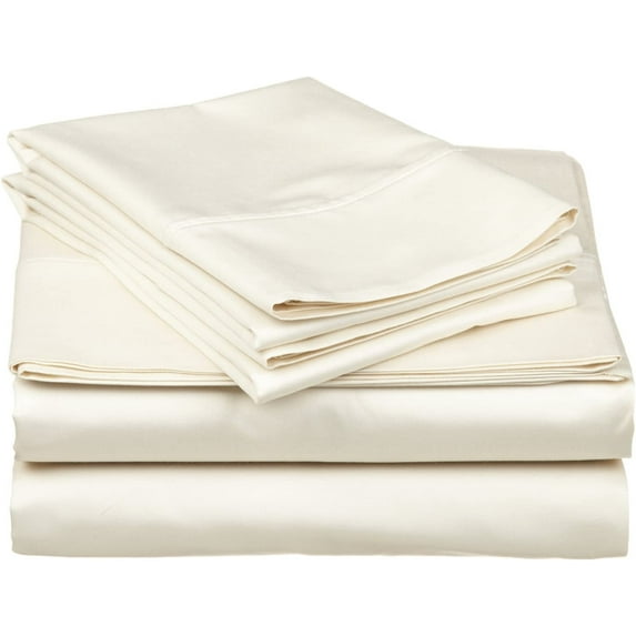 Split Bed Sheet Set 5 Pieces (1 Flat, 2 Fitted Sheet, 2 Pillow Covers) - 100% Egyptian Cotton - 1100 Thread Count Deep Pocket up to 21" Mattress Size Split California King Color Ivory Solid