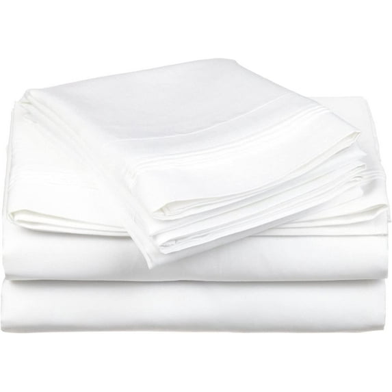 Split Bed Sheet Set 5 Pieces (1 Flat, 2 Fitted Sheet, 2 Pillow Covers) - 100% Egyptian Cotton - 1100 Thread Count Deep Pocket up to 27" Mattress Size Split King Color White Solid