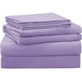 thumbnail image 1 of Split Bed Sheet Set 5 Pieces (1 Flat, 2 Fitted Sheet, 2 Pillow Covers) - 100% Egyptian Cotton - 1200 Thread Count Deep Pocket up to 24" Mattress Size Split Queen Color Lavender Solid, 1 of 6