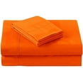 thumbnail image 1 of Split Bed Sheet Set 5 Pieces (1 Flat, 2 Fitted Sheet, 2 Pillow Covers) - 100% Egyptian Cotton - 1200 Thread Count Deep Pocket up to 27" Mattress Size Split Queen Color Orange Solid, 1 of 6