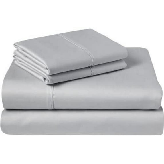 Split Bed Sheet Set 5 Pieces (1 Flat, 2 Fitted Sheet, 2 Pillow Covers) - 100% Egyptian Cotton - 1200 Thread Count Deep Pocket up to 30" Mattress Size Split Queen Color Silver Grey Solid