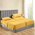 thumbnail image 1 of Split Bed Sheet Set 5 Pieces (1 Flat, 2 Fitted Sheet, 2 Pillow Covers) - 100% Egyptian Cotton - 700 Thread Count Deep Pocket up to 15" Mattress Size Split California King Color Gold Solid, 1 of 6