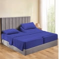thumbnail image 1 of Split Bed Sheet Set 5 Pieces (1 Flat, 2 Fitted Sheet, 2 Pillow Covers) - 100% Egyptian Cotton - 900 Thread Count Deep Pocket up to 18" Mattress Size Split California King Color Royal Blue Solid, 1 of 5