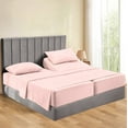 thumbnail image 1 of Split Bed Sheet Set 5 Pieces (1 Flat, 2 Fitted Sheet, 2 Pillow Covers) - 100% Egyptian Cotton - 900 Thread Count Deep Pocket up to 21" Mattress Size Split California King Color Pink Solid, 1 of 5