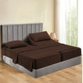 thumbnail image 1 of Split Bed Sheet Set 5 Pieces (1 Flat, 2 Fitted Sheet, 2 Pillow Covers) - 100% Egyptian Cotton - 900 Thread Count Deep Pocket up to 34" Mattress Size Split Queen Color Chocolate Solid, 1 of 5