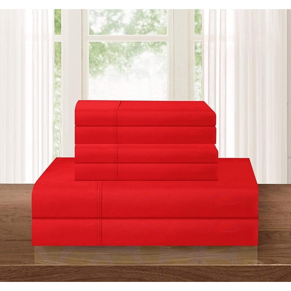 Elegant Comfort 5-piece Split Bed Sheet Set - Adjustable Bed Sheets, Split King Red
