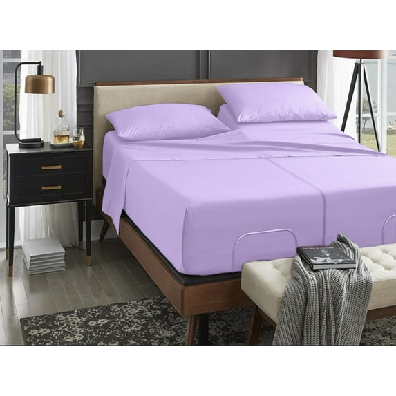ABORN Giza Egyptian Cotton 400-TC 5 PC Split California King Adult Bedsheet 12" Deep Pocket Lilac