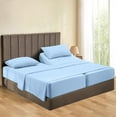 thumbnail image 1 of Split California King 5-PCs Sheet Set - Breathable & Cooling, 500-TC Egyptian Cotton, Split California King Sheet Set, 25-30" Inch Deep Pocket, Split California King Size Light Blue Stripe, 1 of 5